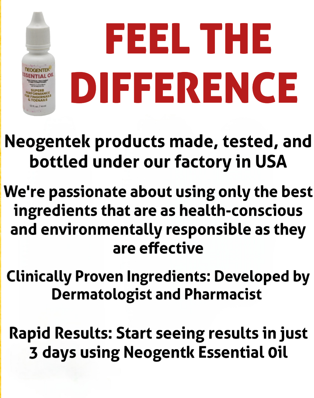 Neogentek Essential Oil Fight Nail Fungus I Made in USA | Pure Natural Ingredients I Ultimate Strength Superb Performance | Promotes Healthy Nail | Renew | Restore Weak & Discolored Nails 14 ML