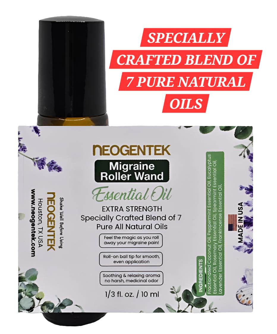 Migraine, Sinus Essential Oil Roller | Made From 7 Powerful Essential Oils | Natural Comfort & Relaxation Aromatherapy Roll-On for Headache, Sinus 10ml