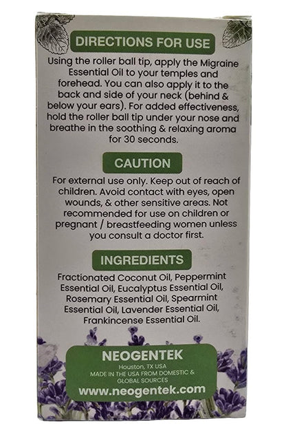 Migraine, Sinus Essential Oil Roller | Made From 7 Powerful Essential Oils | Natural Comfort & Relaxation Aromatherapy Roll-On for Headache, Sinus 10ml