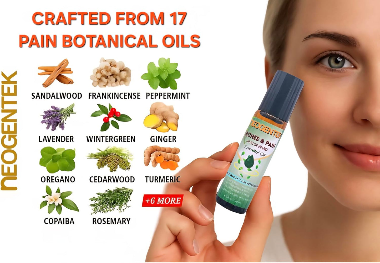 Neogentek Aches & Pains Essential Oil Blend - Made in USA - 10 ML