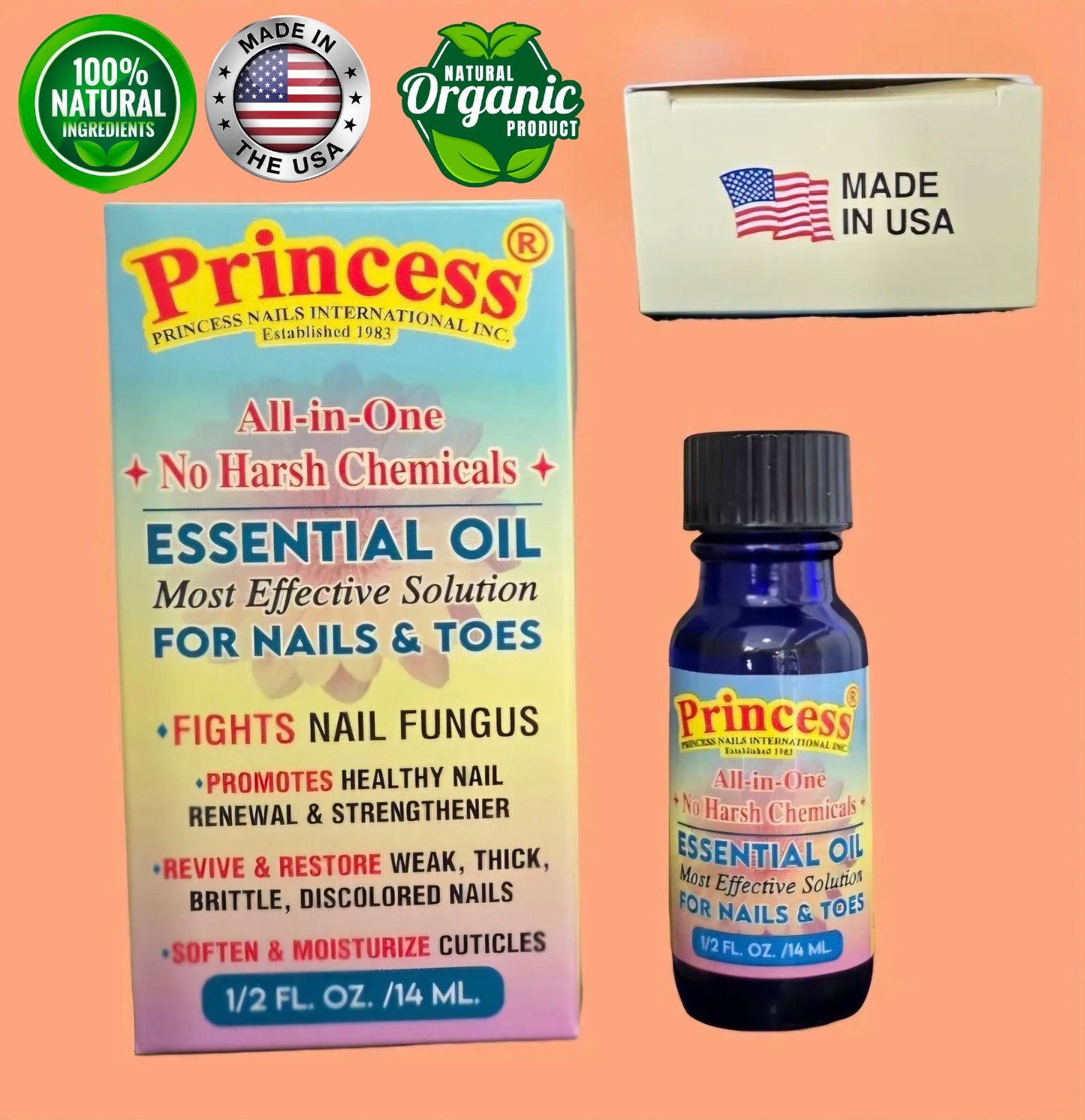 Princess By Neogentek Essential Oil Fight Nail Fungus /Promotes Healthy Nail Renewal & Strengthener/Restore Weak & Discolored Nail