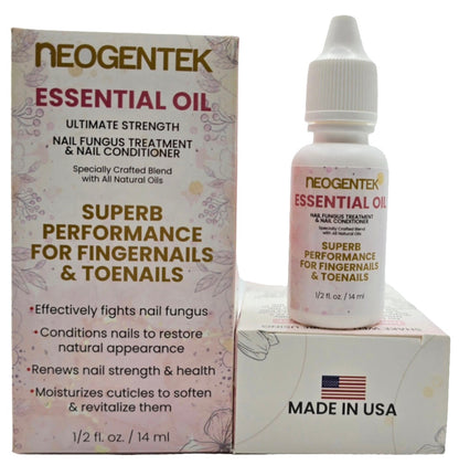 Neogentek Essential Oil Fight Nail Fungus I Made in USA | Pure Natural Ingredients I Ultimate Strength Superb Performance | Promotes Healthy Nail | Renew | Restore Weak & Discolored Nails 14 ML