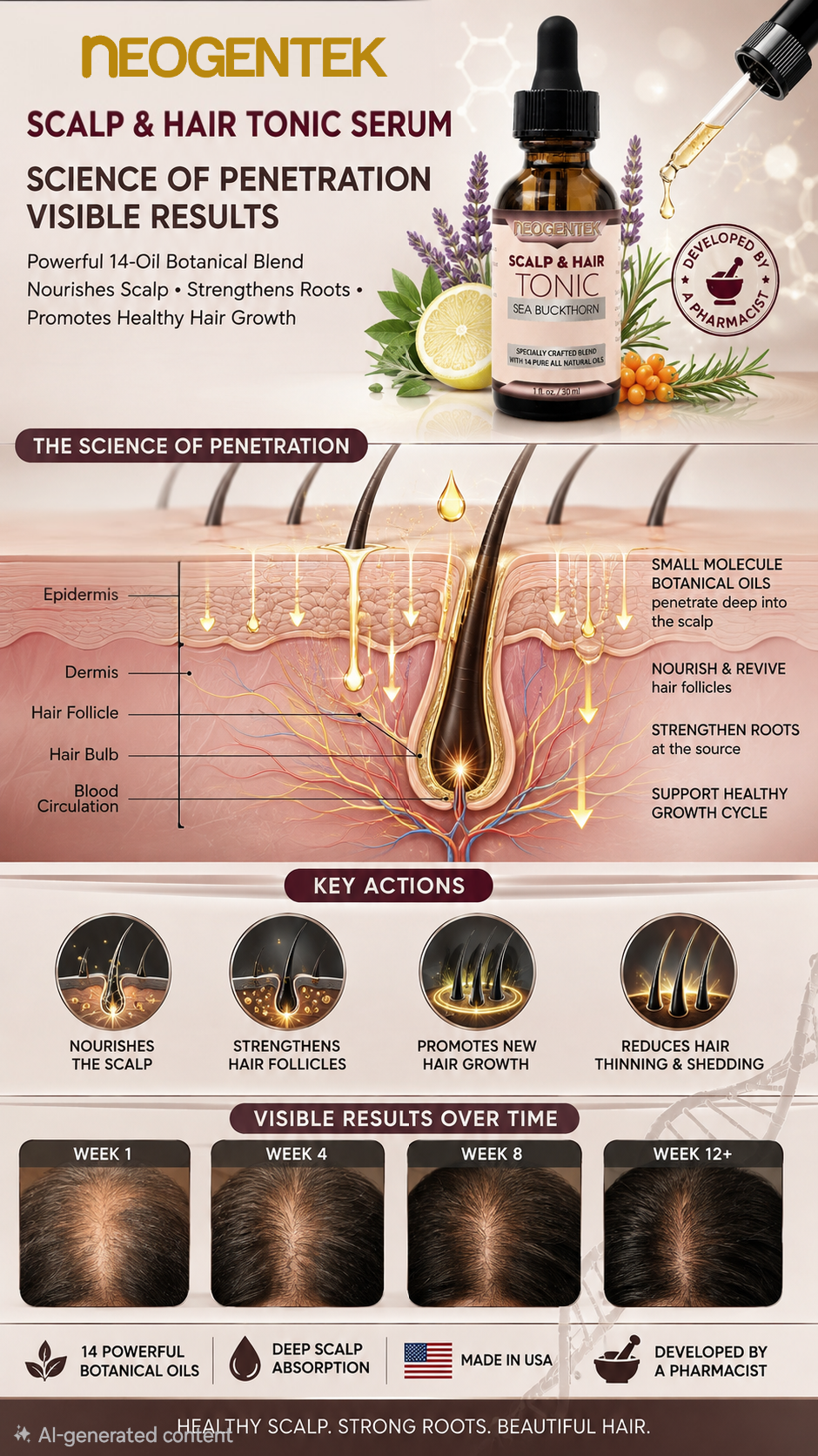 Scalp & Hair Tonic Essential Oil | Made in USA - 1 OZ
