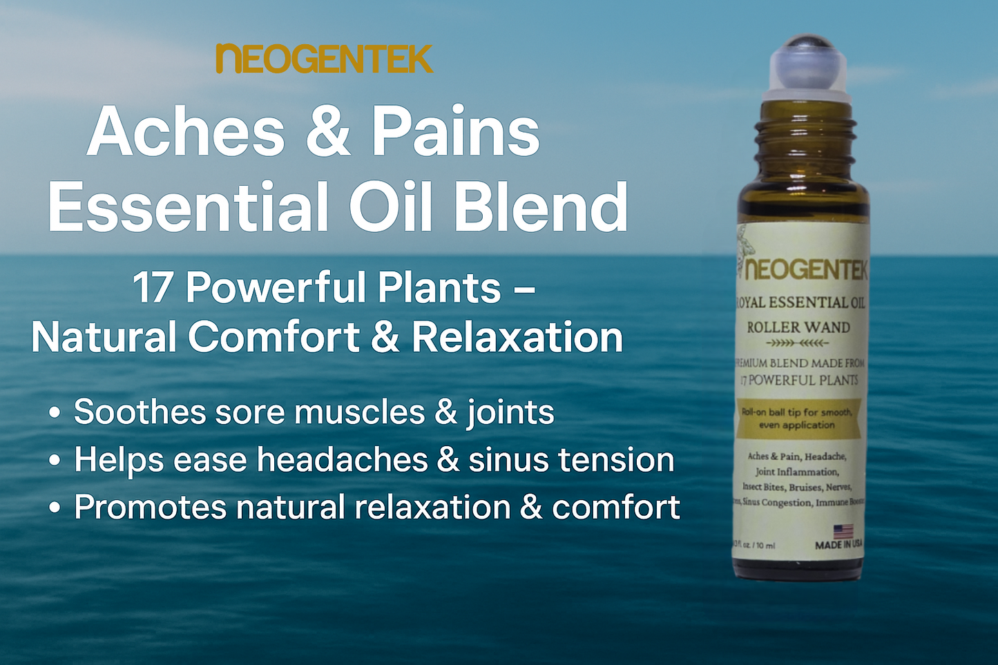 Royal Aches & Pains Essential Oil Blend | Crafted Blend of 17 Powerful Essential Oils | Made in USA | Natural Comfort & Relaxation – Aromatherapy Roll-On for Muscles & Joints, Headache, Sinus – 10ml