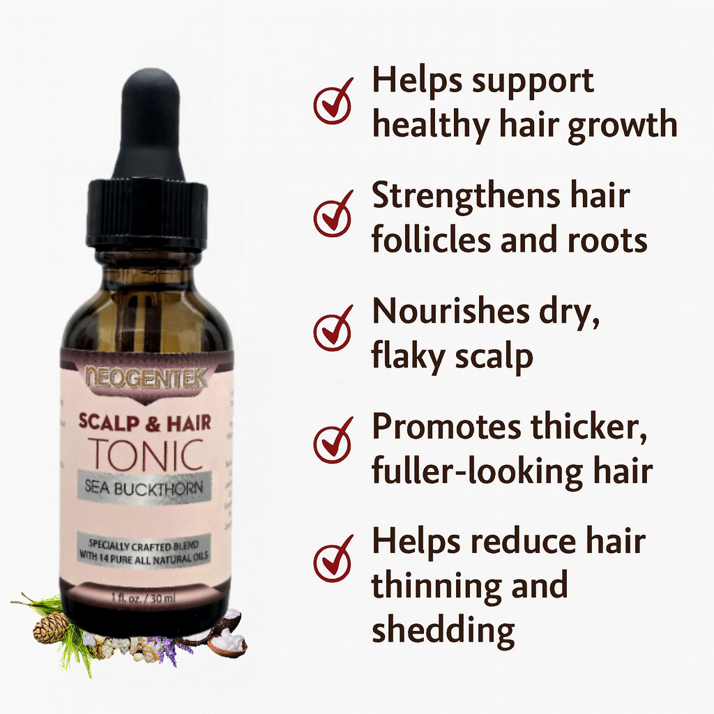 Hair & Scalp Tonic Essential Oil – Made from 14 Botanical Oils for Thicker, Fuller Hair • Root-Strengthening & Scalp-Nourishing Serum • Refreshing Herbal Formula – Made in USA -1 oz