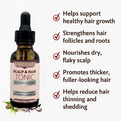 Hair & Scalp Tonic Essential Oil – Made from 14 Botanical Oils for Thicker, Fuller Hair • Root-Strengthening & Scalp-Nourishing Serum • Refreshing Herbal Formula – Made in USA -1 oz